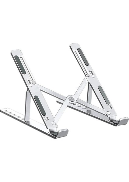 Laptop Standı Dizüstü Bilgisayar Standı MacBook Standı Notebook Katlanabilir Taşınabilir Metal Standı Gümüş