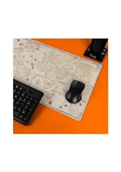 Eski Dünya Retro Haritası Tasarımlı Büyük Boy Oyuncu Mousepad - Mouse Pad - Fare Altlığı