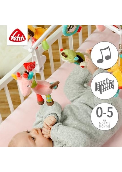Safari, Müzikli Dönence - Sevimli Hayvanlı Bebek Müzikli Oyuncak - Bebek Dönencesi Müzik Kutusu Melodisi "brahms Wiegenlied" - 0-5 Aylık Bebekler Için