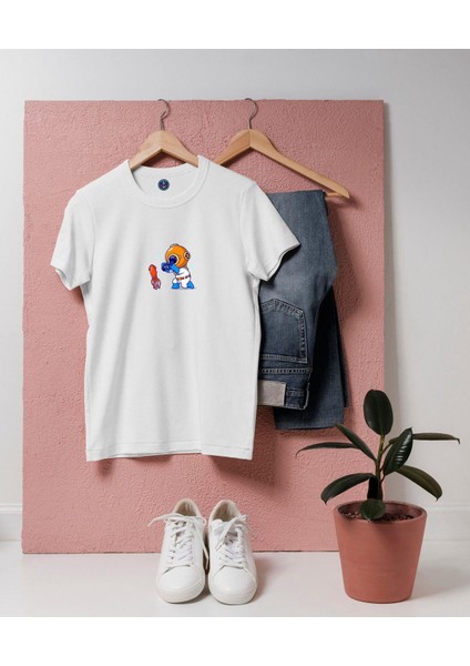 Oversize Mini Dalgıç ve Ahtapot Tasarım T-Shirt modelleri