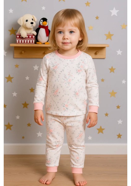 Çiçek Desenli Kız Bebek Eşofman Takımı %100 Pamuk