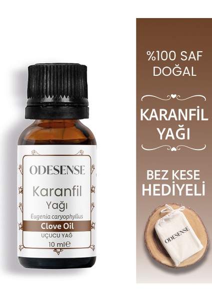 Karanfil Uçucu Yağı 10 ml %100 Doğal ve Saf Içerik Damlalıklı Kapaklı Şişe Bez Kese Hediyeli