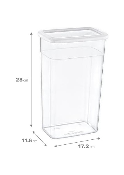 6'lı Set Skali Dikdörtgen Saklama Kabı Beyaz 3500 ml