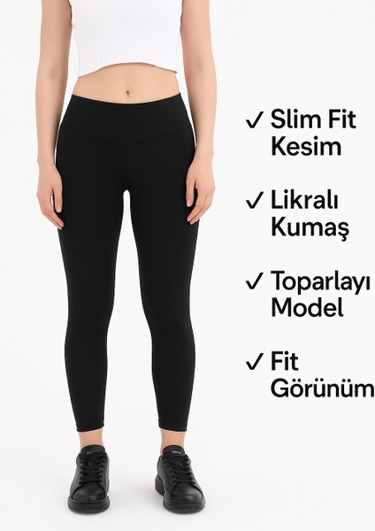 Vücuda Oturan Fit Görünüm – Toparlayıcı Kesim Kadın Siyah Yüksek Bel Günlük ve Spor Tayt