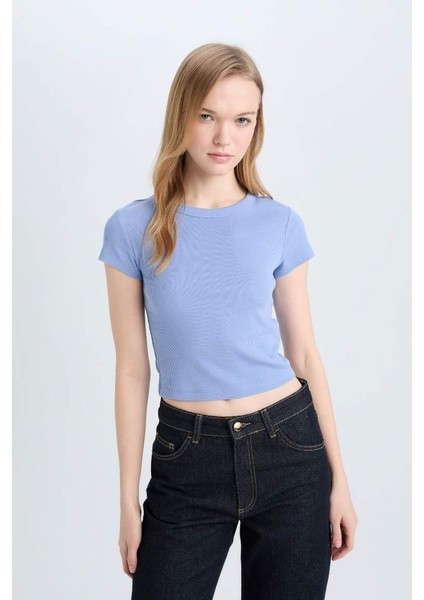 Kadın Kısa Kol T-Shirt E0287AX/BE747 Blue