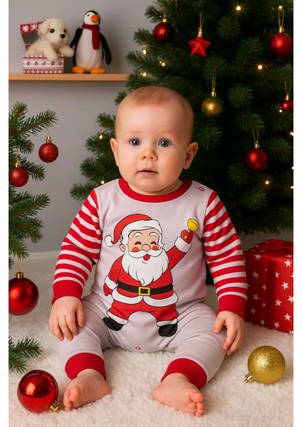 Noel Baba Detaylı Bebek Tulum % 100 Pamuk