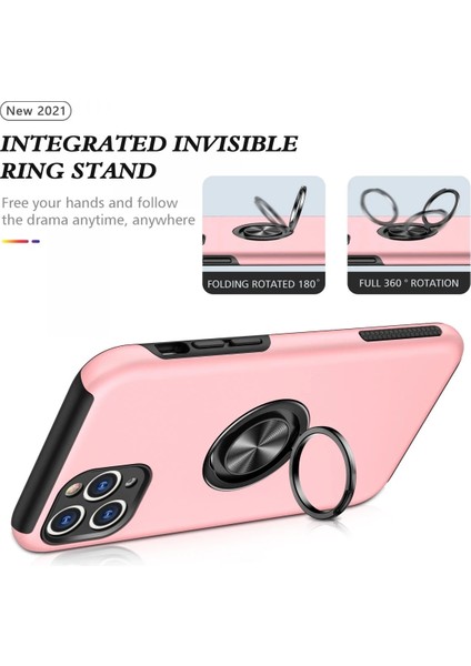 Iphone 11 Pro Kılıf Elit Yüzüklü Kapak - Pembe Dpmah