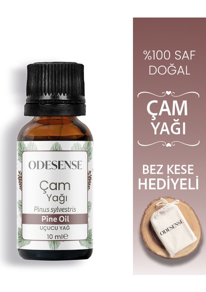 Çam Terebentin Uçucu Yağı 10 ml %100 Doğal ve Saf Içerik Damlalıklı Kapaklı Şişe Bez Kese Hediyeli