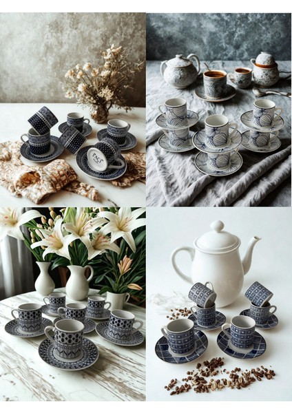 Frella Motifli 6lı Kahve Fincanı modelleri