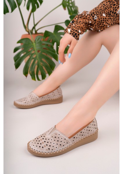 Kadın Hakiki Deri Taş Lazer Comfort Rahat Ayakkabı