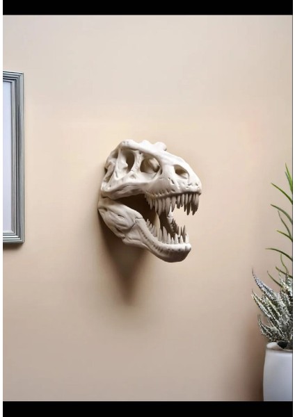 T-Rex Iskelet Kafatası Figür 20 cm Beyaz