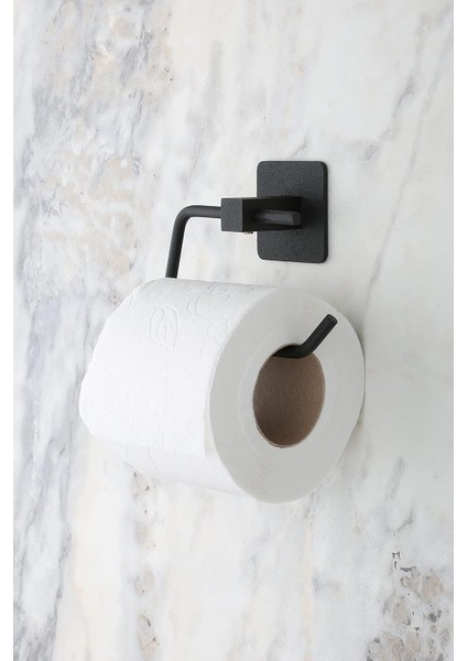 Yapışkanlı Metal Siyah Kare Açık Tuvalet Kağıtlığı Wc Kağıtlık Banyo Askısı Tuvalet Kağıdı Fayans Askısı