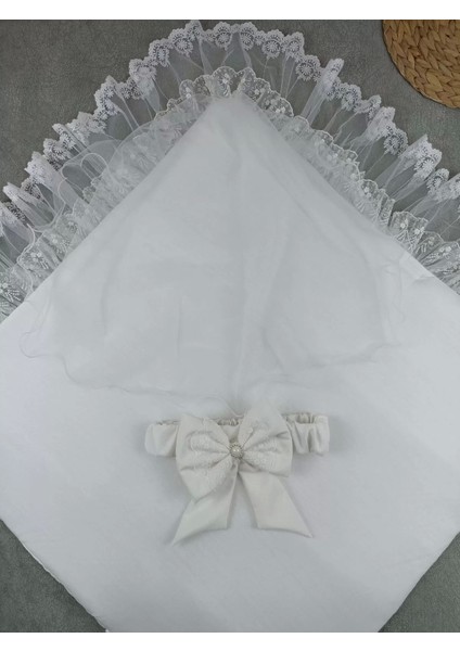 Yenidoğan Bambu Taç Nakışlı Delüks Kundak Bebek Battaniyesi Ekru modelleri