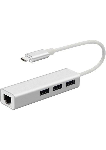 FC05 Type-C To 3 x 3.0 USB + RJ45 Lan Ethernet Çevirici MacBook Uyumlu