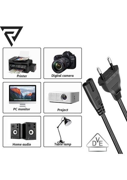 CA-4608 Iec C7 Tv ve Yazıcı Güç Kablosu