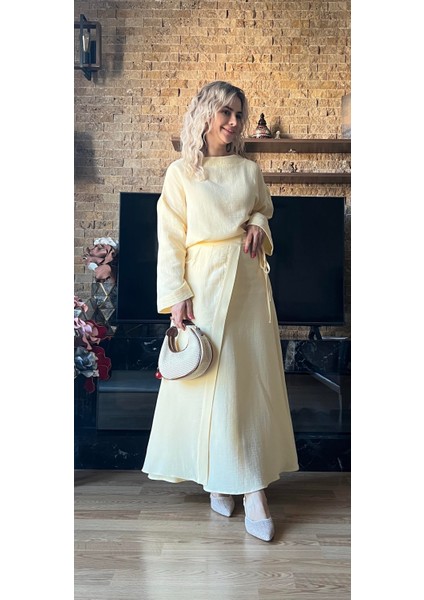 Kadın Müslin Kumaş Bluz ve Etek Tasarım Ikili Takım Tesettür Uyumlu Yazlık Takım modelleri