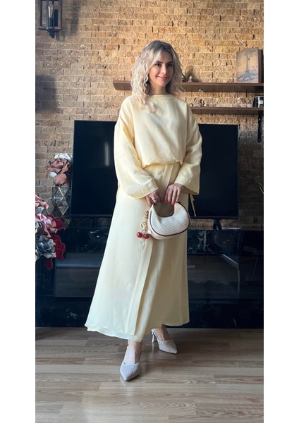 Kadın Müslin Kumaş Bluz ve Etek Tasarım Ikili Takım Tesettür Uyumlu Yazlık Takım fırsatları