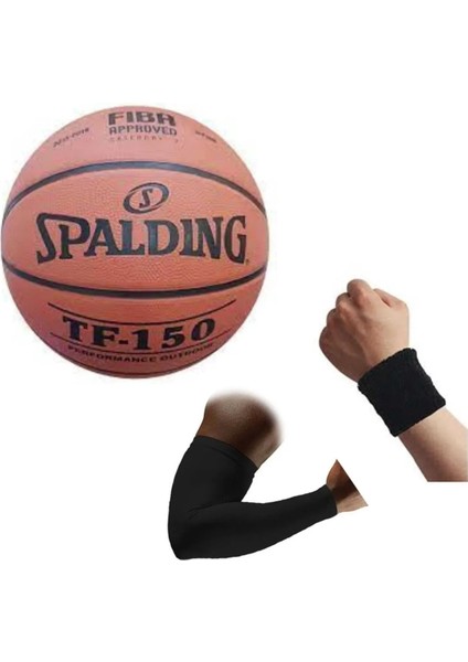 TF-150 Basketbol Topu Perform Size 7 Fıba Logolu+Basketbol Dirsekliği+Havlu Bileklik