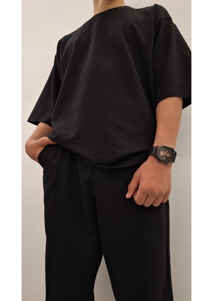 Orijinal Oversize Complete New Erkek Siyah Takım %100 Likralı Full Pamuk