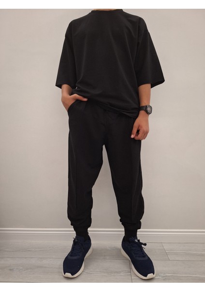 Orijinal Oversize Complete New Erkek Siyah Takım %100 Likralı Full Pamuk