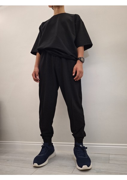 Orijinal Oversize Complete New Erkek Siyah Takım %100 Likralı Full Pamuk