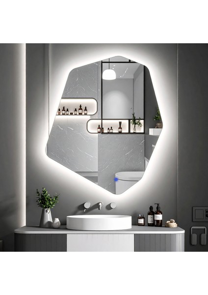 Vortex Beyaz Led'li Lavabo & Banyo Aynası (Dokunmatik Sensörlü)