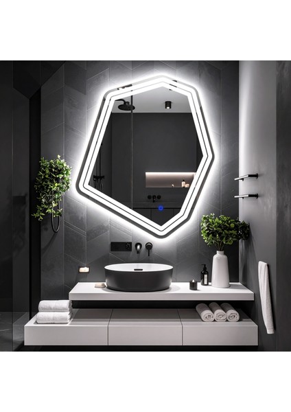 Domira Beyaz Led'li Lazer Kumlamalı Lavabo & Banyo Aynası (Dokunmatik Sensörlü) fiyatları