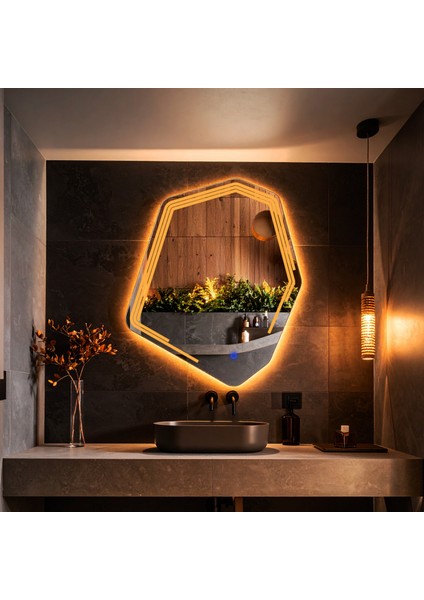 Myrella Amber Led'li Lazer Kumlamalı Lavabo & Banyo Aynası (Dokunmatik Sensörlü)