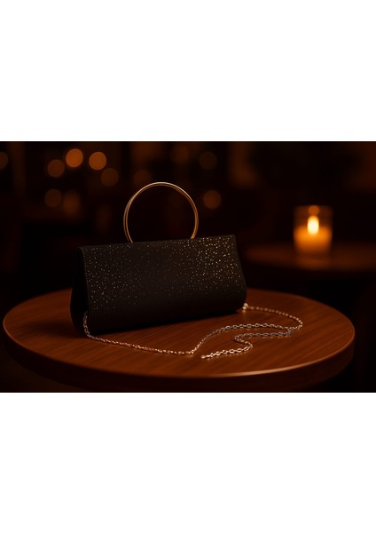 Kadın El Çantası Simli Suni Deri Zincirli Tasarım 26x13x4 cm fırsatları