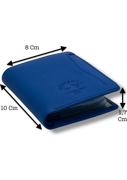 Darius Bol Şeffaf Kartlık Bölmeli Unisex Hakiki Deri Cüzdan Kartlık - Mat Saks Mavi