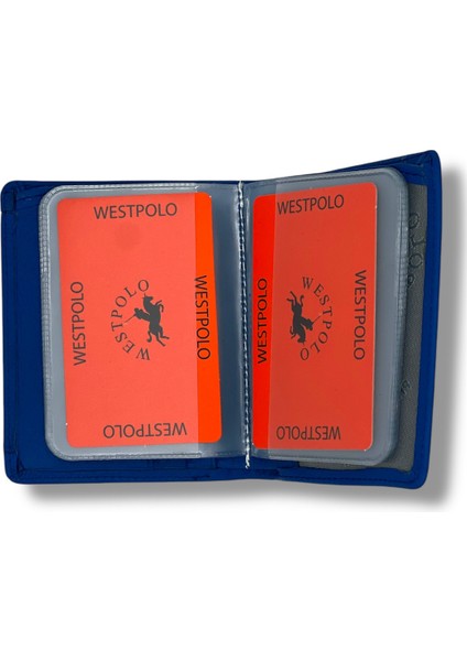 Darius Bol Şeffaf Kartlık Bölmeli Unisex Hakiki Deri Cüzdan Kartlık - Mat Saks Mavi fiyatları