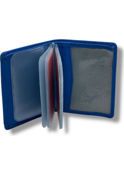 Darius Bol Şeffaf Kartlık Bölmeli Unisex Hakiki Deri Cüzdan Kartlık - Mat Saks Mavi modelleri