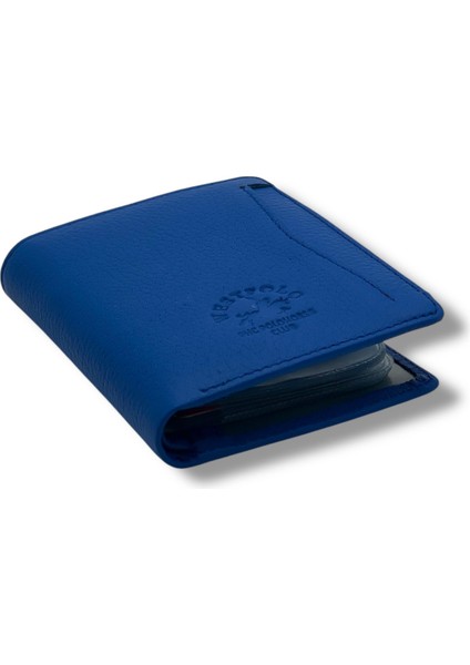 Darius Bol Şeffaf Kartlık Bölmeli Unisex Hakiki Deri Cüzdan Kartlık - Mat Saks Mavi indirimleri