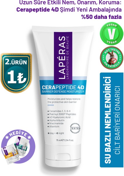 CeraPeptide 4D Bariyer Onarıcı Ton Eşitleyici Nemlendirici Su Bazlı Yüz Kremi 75 ml