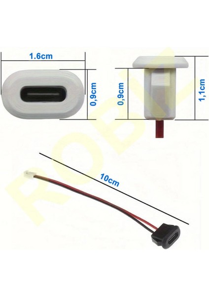 Type C Panel Montaj Dişi Soket 2 Pin 10CM Kablolu Beyaz Uzatma Konnektör Araba Kamera Oyuncak fiyatları