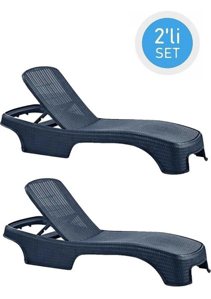 SY-2536 Antrasit Brezza Royal Lüks Rattan Şezlong 2'li Set