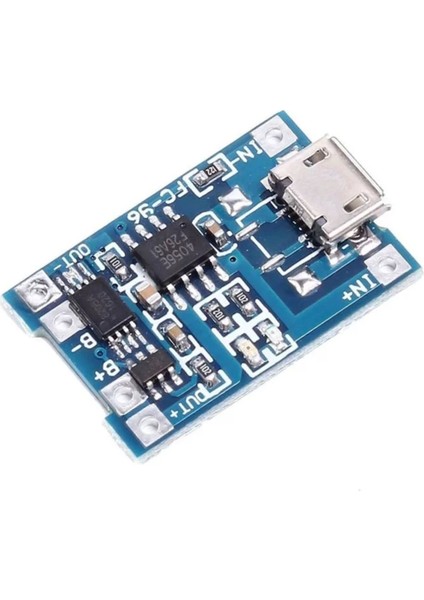 TP4056 Micro USB Korumalı Lityum Lipo Batarya Şarj Modülü Devresi