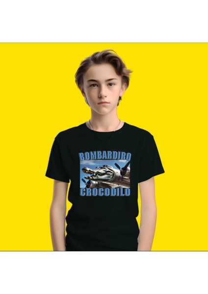 Çocuk Bombardiro Crocodilo Italyan Brainrot Tişört