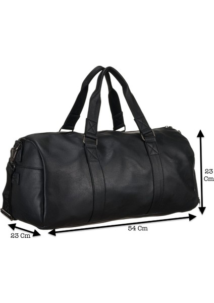 Unisex Vegan Deri Seyahat, Spor Çantası - Siyah