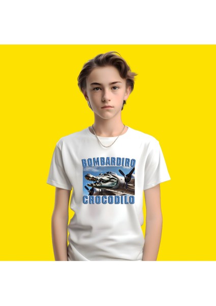 Çocuk Bombardiro Crocodilo Italyan Brainrot Tişört