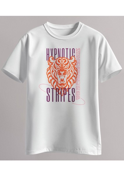 "hypnotic Stripes" Kaplan Baskılı Modern Tasarım Tişört