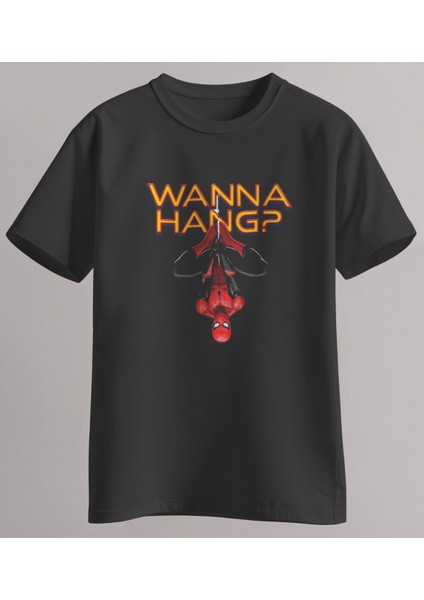 "wanna Hang?" Yazılı Örümcek Adam Baskılı Tişört