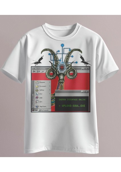 Unisex "soul.exe" Hacker Estetik Oversize Tshirt – Retro Cyberpunk Tasarım