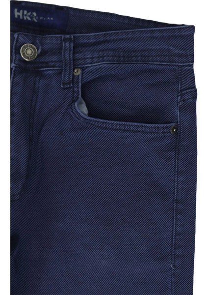 Fistan Store Erkek Parlament Mavisi Yüksek Bel Rahat Kesim Boru Paça Büyük Beden Jean Pantolon