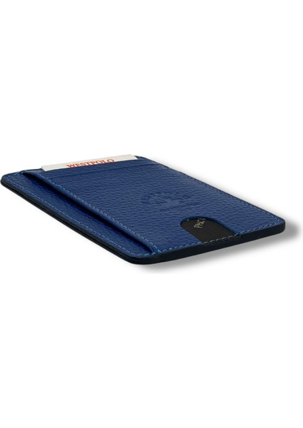 Hakiki Deri Unisex Kartlık - Saks Mavi