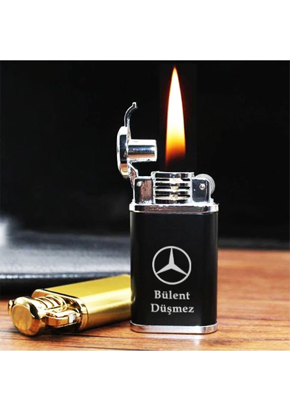 Kişiye Özel Isimli Siyah Tasarım Araç Araba Logo Baskılı Metal Çakmak fiyatları