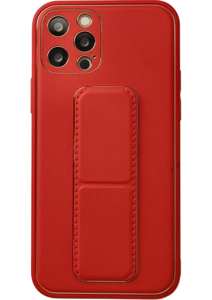 Iphone 12 Pro Kılıf Coco Deri Standlı Kapak - Kırmızı Dpmah
