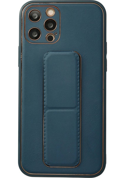 Iphone 12 Pro Kılıf Coco Deri Standlı Kapak - Mavi Dpmah