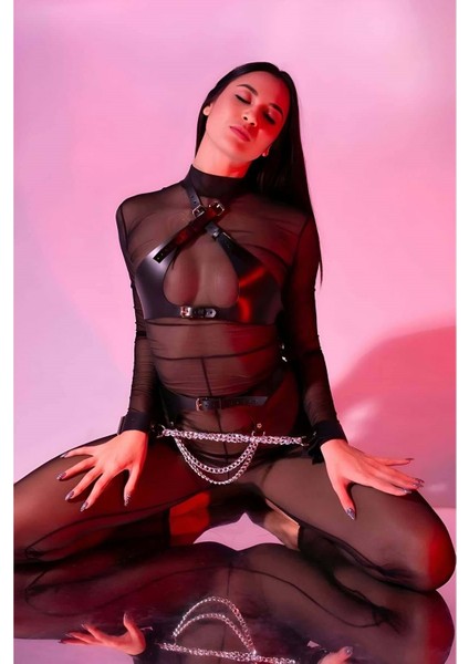 Fanta Zi Suni Deri Göğüs Kelepçe ve Bel Harness Takımı Siyah L/xl fırsatları