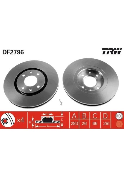 On Fren Dıskı Aynası XANTIA-P406 XU10J4R/EW10J42.0 16V-2.2HDI 16V-ES9J4S3.0 V6 24V 95- Hava Sogutmalı